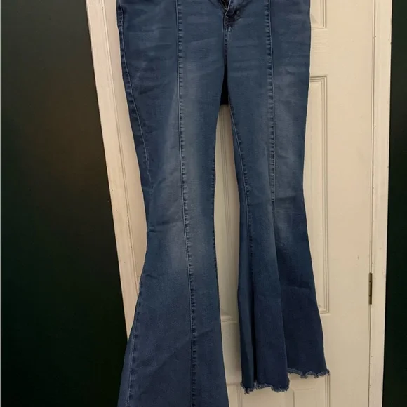 Blue Flared Women's Jeans - Picture 2 of 5